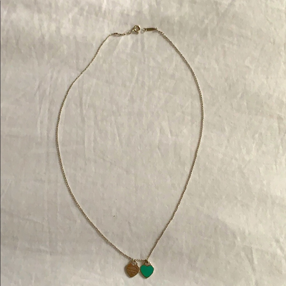 💙 Tiffany Sterling Silver Two Heart Necklace 💙